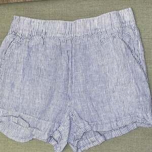 Tahari Blue and White Striped High Waist Shorts